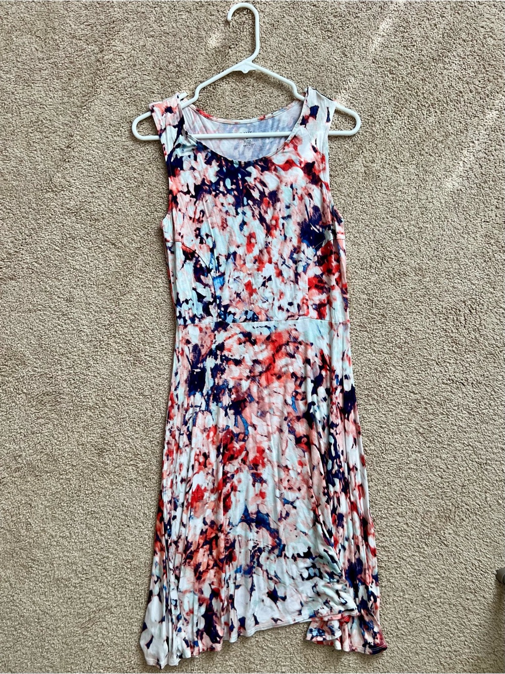 Sleeveless Abstract Floral Print Midi Dress